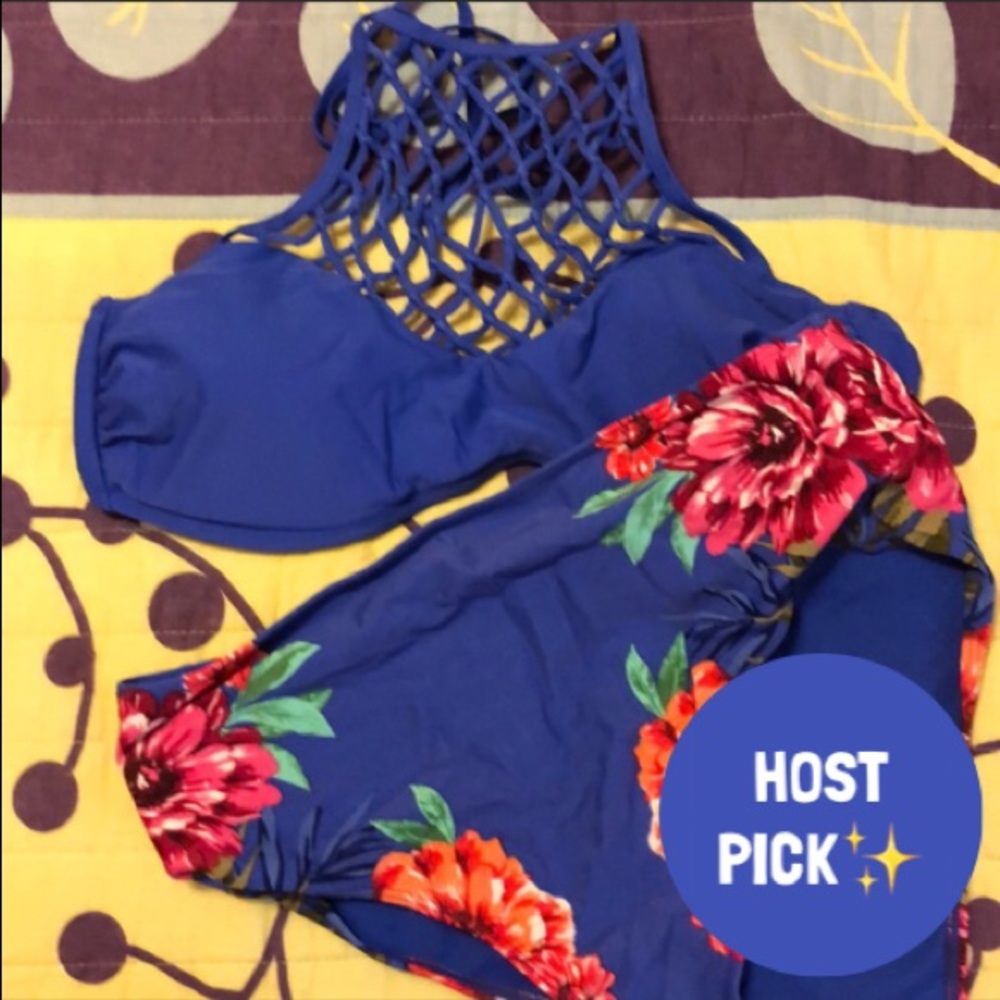 Blue floral high waisted bikini from Hollister